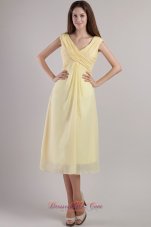 Light Yellow Cross Straps Bridesmaid Dress Ankle-length