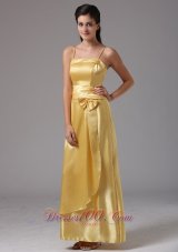Bow Spagetti Straps Bridesmaid Dress Medium Yellow