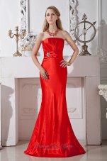 Wrapped Style Empire Orange Red Prom Formal Dress Pleat