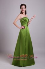 Beading Olive Green Princess Strapless Bridesmaid Dress