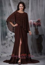 Ruched Brown Brush Mother Of Bride Dresses Chiffon