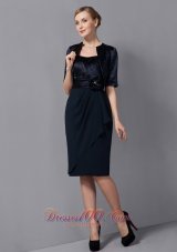 Black Sash Short Chiffon Mother Of The Bride Dress