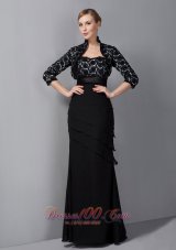 Black Appliques Chiffon Sash Mother Of The Bride Dress