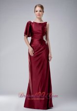 burgundy Bateau Mother-in-law Dresses Taffeta