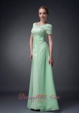 Apple Green A-line V-neck Motb Dress Chiffon Beading