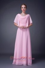 Baby Pink Empire V-neck Motb Dress Chiffon