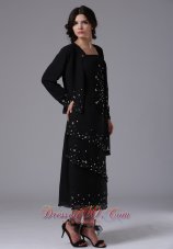 Black Jacket Straps and Beading Mom's Dress