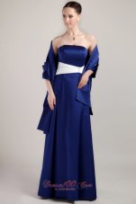 Royal Blue Mother Bride Dress White Sash Matching Shawl