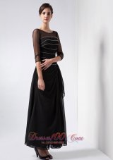 Black Mother Of The Bride Dress Bateau Beading