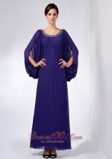 Long Sleeves Scoop Beading Mother Dress