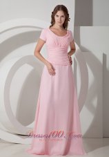 Baby Pink Mother Of The Bride Dress Scoop Chiffon