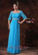 Square Sky Blue Mother Of The Bride Dress Beading