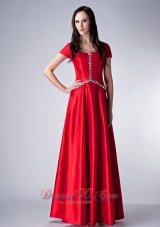 Red Scoop Bridesmaid Dress Satin Beading