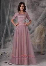 Square Neck Half Sleeves Sweep Train Mother Of The Bride Dress