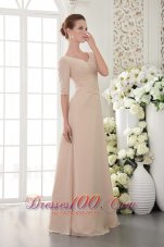 Half Sleeves Champagne V-Neck Mother Of The Bride Dress