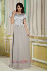 Taffeta And Chiffon Cap Sleeves Grey Mother Of The Bride Dress