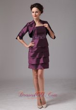 Layered Mothers Dresses For Weddings Dark Purple Short