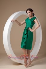 Green Ruffles Cap Sleeves Bridesmaid Mother Dress