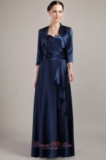 Navy Blue Halter Waistband Mother of the Bride Dress