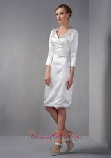 Ivory V-neck Ruch Mother Of The Bride Dress