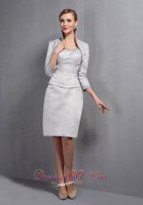 Satin Beading Scoop Column Mother Of The Bride Dress