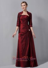 Burgundy Ruch Taffeta Mother Of The Bride Dress