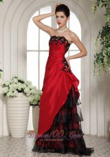 Wine Red and Black Applique Prom holiday dress