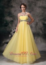 Light Yellow Prom / Evening Dress Empire Tulle