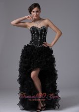 High-low Beaded Bodice Ruffles For Prom Dress