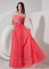 Empire Beaded Pattern Pleating Prom Dress