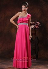 Flounced One Shoulder Beaded Long Prom Dress