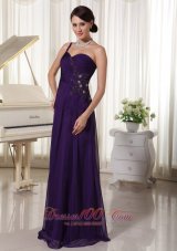 Prom Dress Floor-length Black Appliques One Shoulder