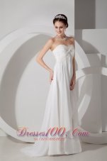 Maternity Wedding Dress Empire Appliques and Ruch Brush Train