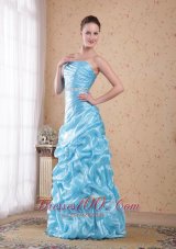 Column Beading Prom Dress Waving Ruffles