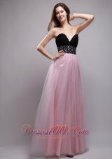 Baby Pink and Black Prom / Evening Dress Long