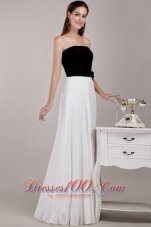 Black and White Empire Prom Dress with Pleating