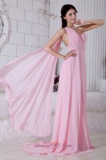 One Shoulder Beading Prom Evening Dress Watteau