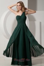 Under 100 Prom Dress in Dark Green One Shoulder