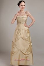 Champagne Spaghetti Straps Prom Dress Under 150