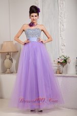 Exquisite Crystal Design Lavender Prom Dress