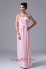 Cute Halter Pink 2013 Prom Dress ruffles