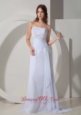 Sheath Beach Wedding Dress Sweep Beading