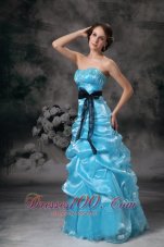 Beautiful Prom Dress Aqua Blue Appliques Bowknot