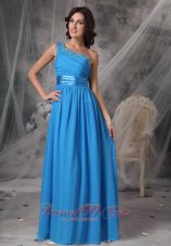 One Shoulder Dress for Bridesmaid Beading Sashed