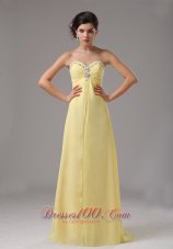 Yellow Prom Dress Custom Made Beaded