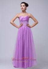 Tulle Prom Dress in Lavender Beaded and Ruching