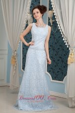 Light Blue Prom Dress for Junior Square Lace