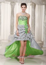 Spring Green A-line Hi-lo Beading Prom Homecoming Dress