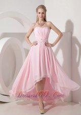 Baby Pink 2013 Cocktail Holiday Dress Chiffon Beading High-low