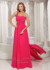 One Shoulder Customize Prom Dress Beading Watteau